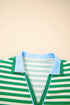 Preppy Stripe Contrast Collar Split Neck Flutter Sleeve T Shirt Dress